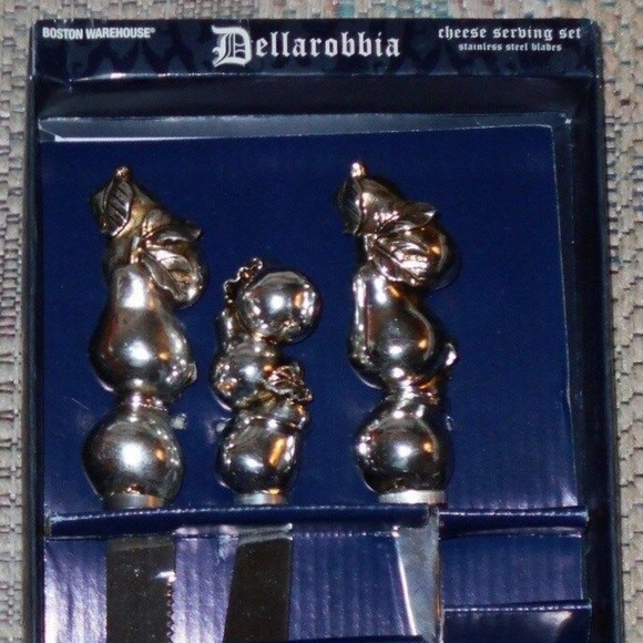 3 Pc Cheese Serving Set Stainless Fruit Theme